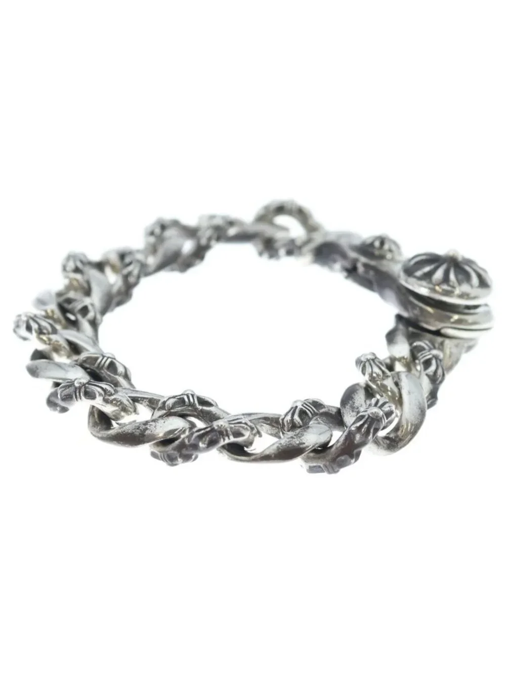 Chrome Hearts Fncy Chn Lnk Fancy Link Clip Bracelet 15 Links Silver